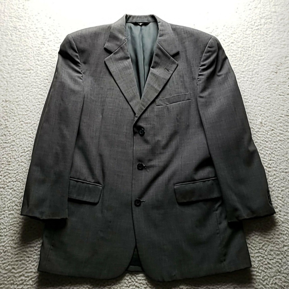 Jos A Bank Suit Mens L 35x27 Gray Wool Classic Fit Mitchell 2 Piece Made USA